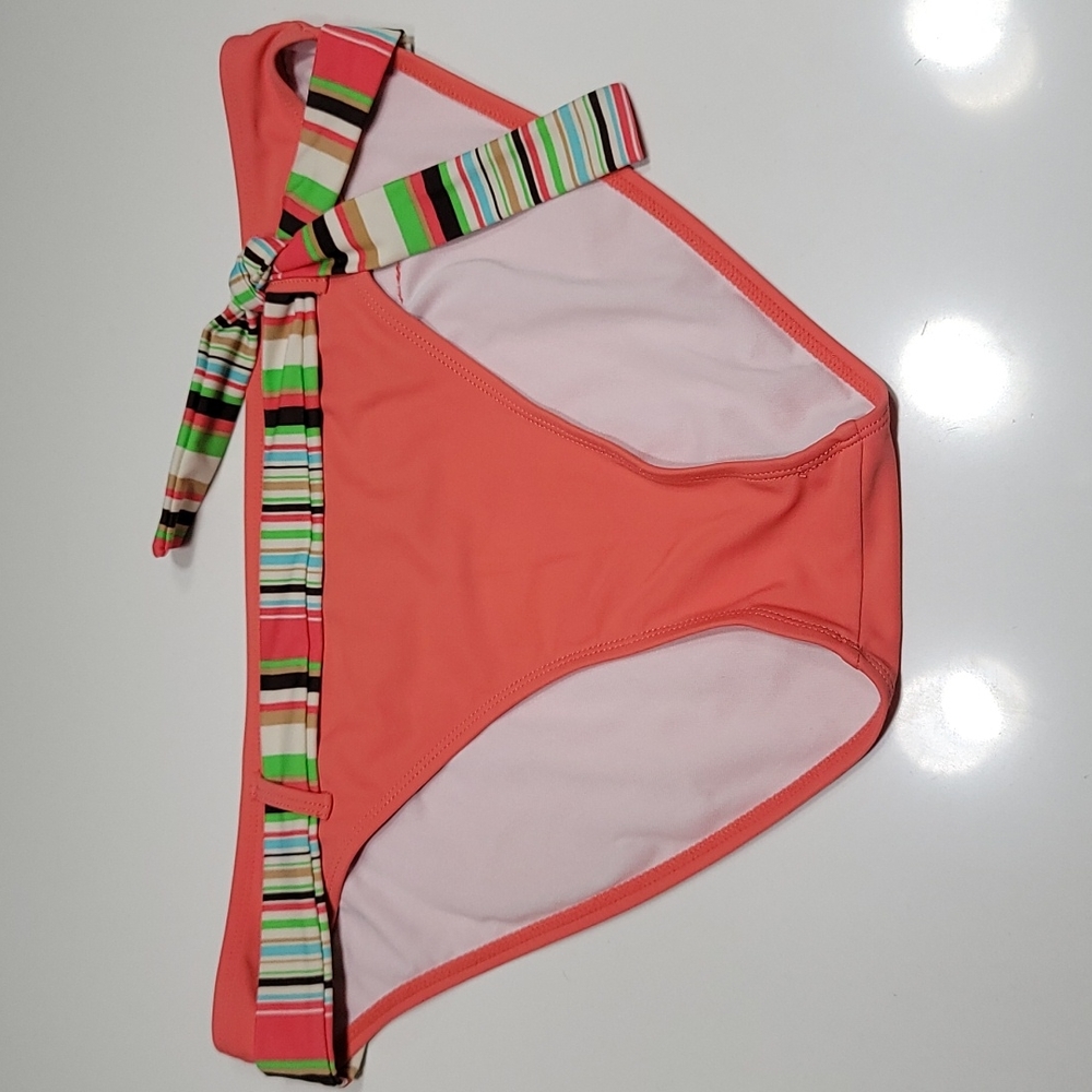 Bright Coral High-Waisted Bikini Bottom, Size XL